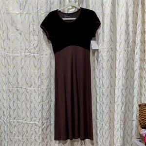 VINTAGE Elegant Briwn and Brown Women's Dress